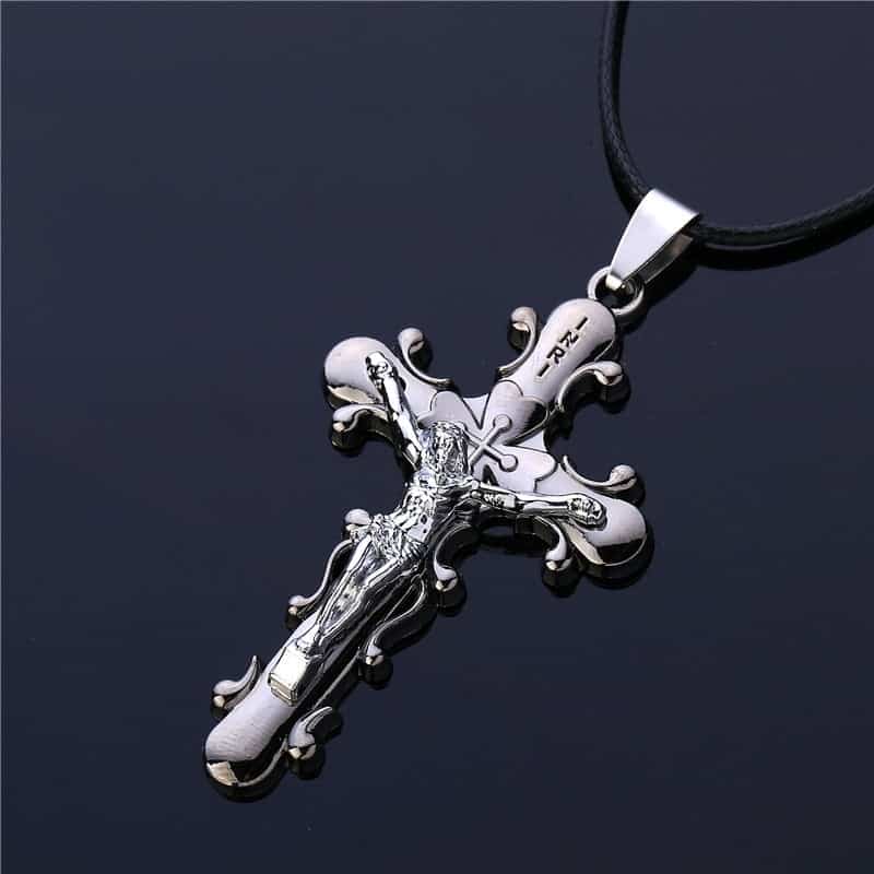 Titanium Steel Gothic Cross Pendant Necklace with Gunblack ...