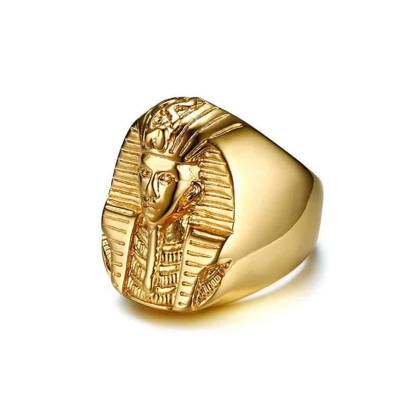 Wrak Portiek voor mij Stainless Steel Egyptian Pharaoh Face Ring - Mystical Breath